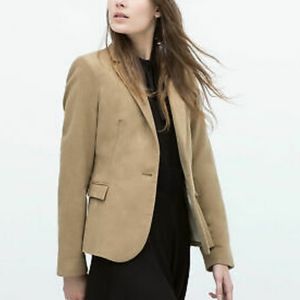 Zara Basic Camel Blazer w/ elbow patches